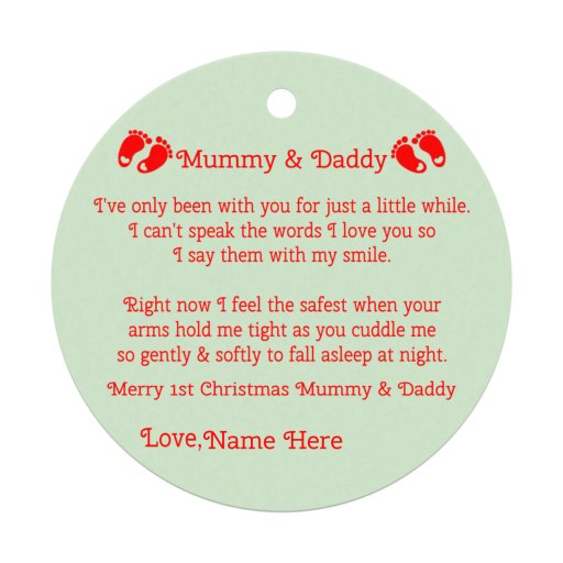 Mummy and Daddy 1st Christmas special Customizable Ornaments.